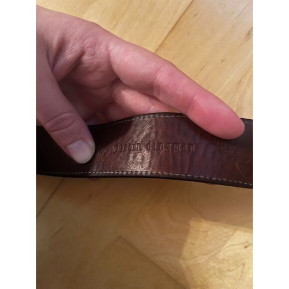 MARTIN DINGMAN Black Alligator Grain Calf Saddle Leather Belt Silver Buckle 38 - Picture 4 of 6